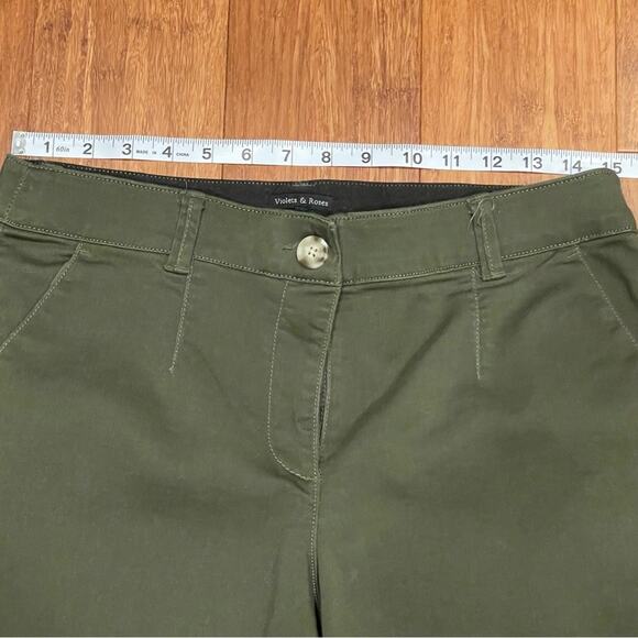 Violets & Roses Olive Green Mid Rise Ankle Pants size 8 - Picture 2 of 14
